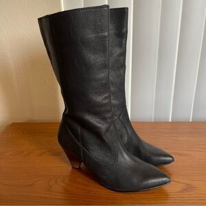 Naked Feet Semper Leather Boots Size 6.5 Black